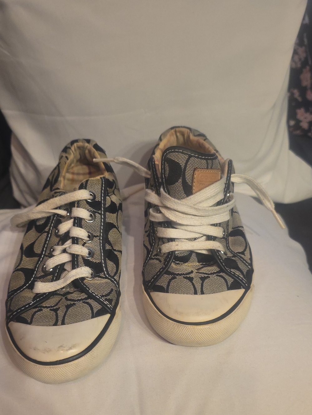 Coach  Signature Monogram Low-Top Sneakers in Black and Tan Size 7b